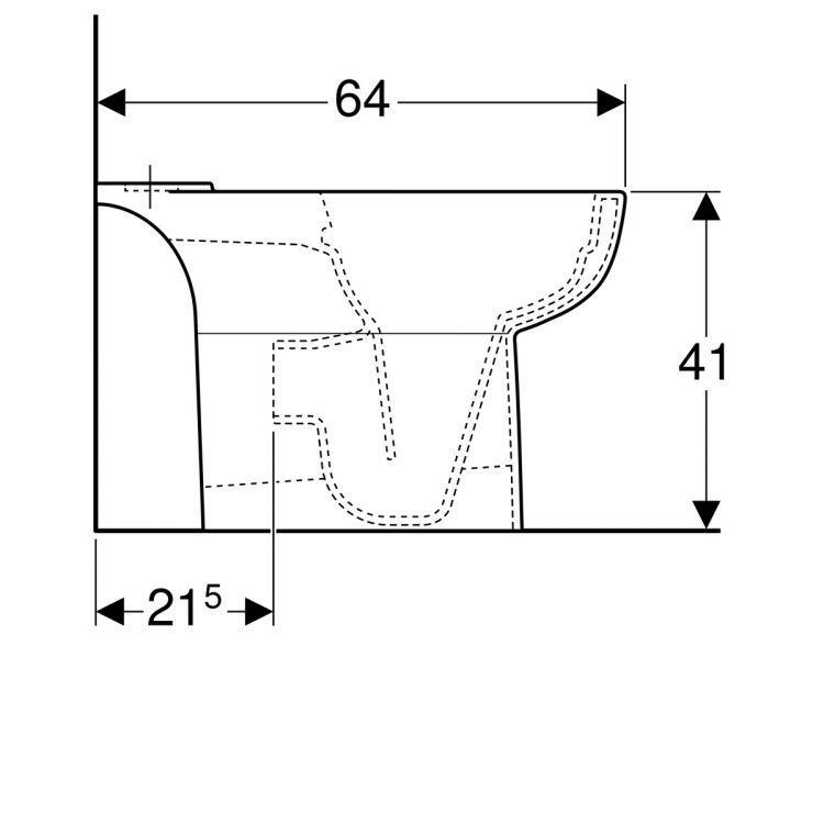 Чаша унитаза напольного  безободковая Geberit Smyle Rimfree® для смывного бачка наружного монтажа, глубина 64 см [500.212.01.1]