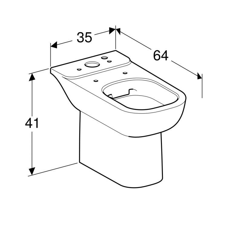 Чаша унитаза напольного  безободковая Geberit Smyle Rimfree® для смывного бачка наружного монтажа, глубина 64 см [500.212.01.1]