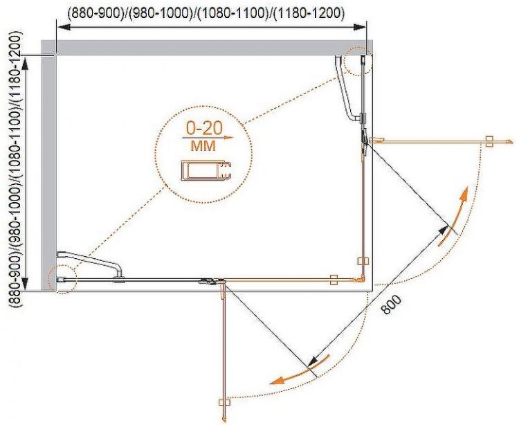 Душевой уголок Cezares Bergamo 90x90 BERGAMO-W-A-2-90-C-Cr профиль Хром стекло прозрачное