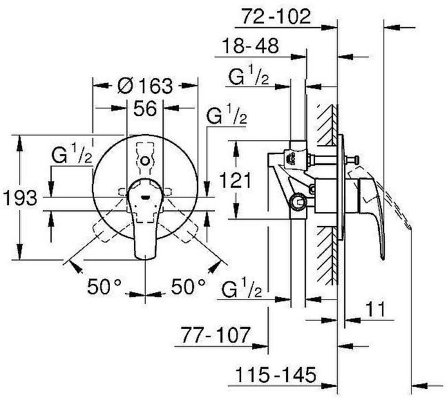 Смеситель для душа Grohe Eurosmart 33305003 Хром
