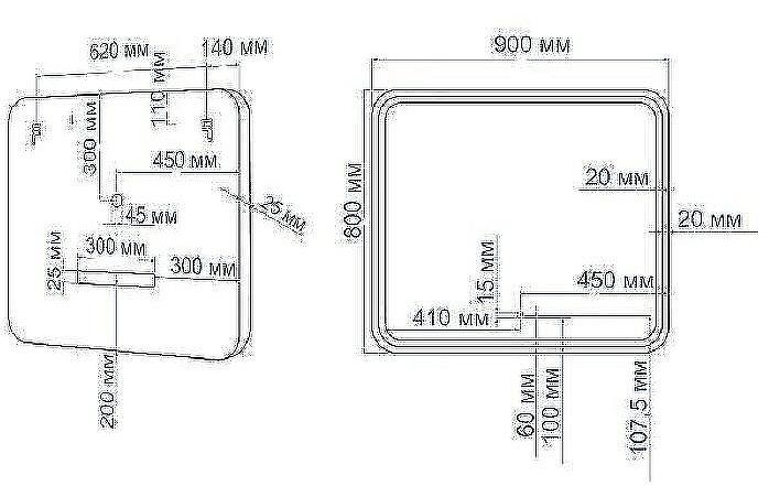 Зеркало Art&Max Latina AM-Lat-900-800-DS-F с подсветкой с сенсорным выключателем