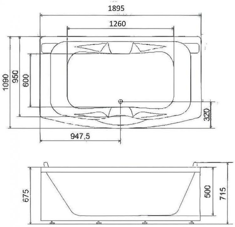 Акриловая ванна BellSan Соната 190x109 4627171531469 с гидромассажем