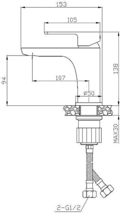 Смеситель для раковины Rossinka RS50-12 Хром