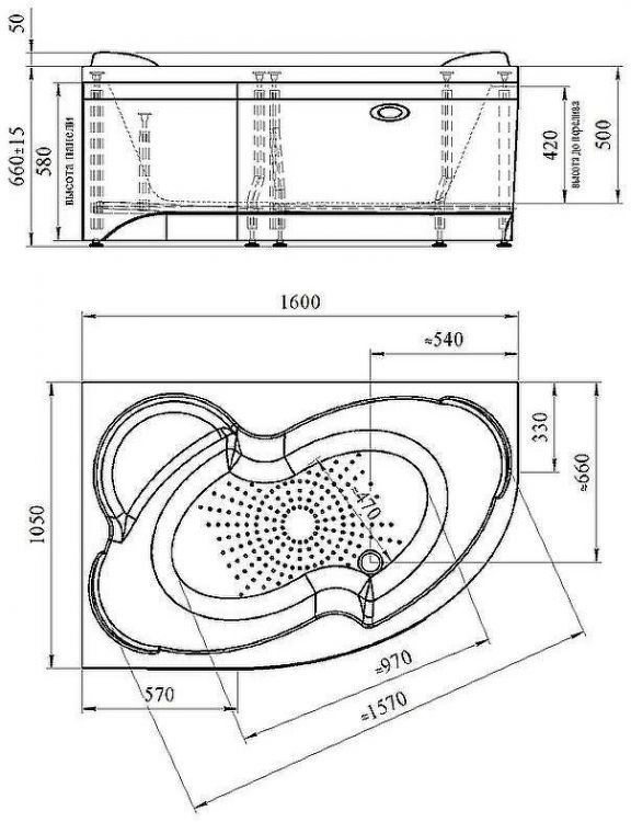 Акриловая ванна Radomir Vannesa Ирма 160х105 R 2-77-2-2-9-229 с гидромассажем Актив Хром