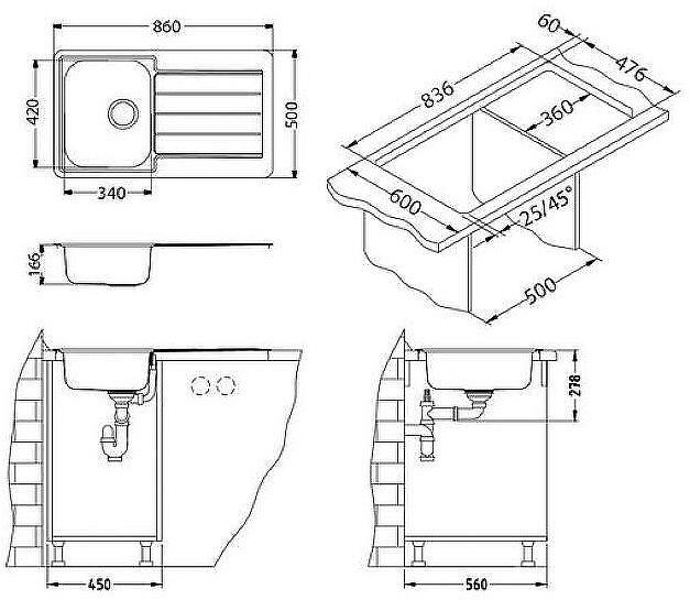 Кухонная мойка Alveus Line 20 NAT-90 860x500 1065560 Натуральная сталь Кухонная мойка Alveus Line 20 NAT-90 860x500 1065560 Натуральная сталь