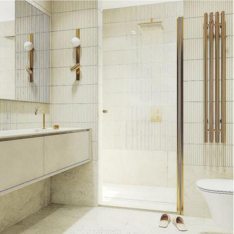 Душевая дверь Maybah Glass MGD-803-3 800x1980 на монопетле Золото стекло прозрачное