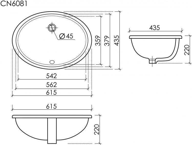Раковина встраиваемая снизу CERAMICANOVA Era овальная, цвет белый CN6081