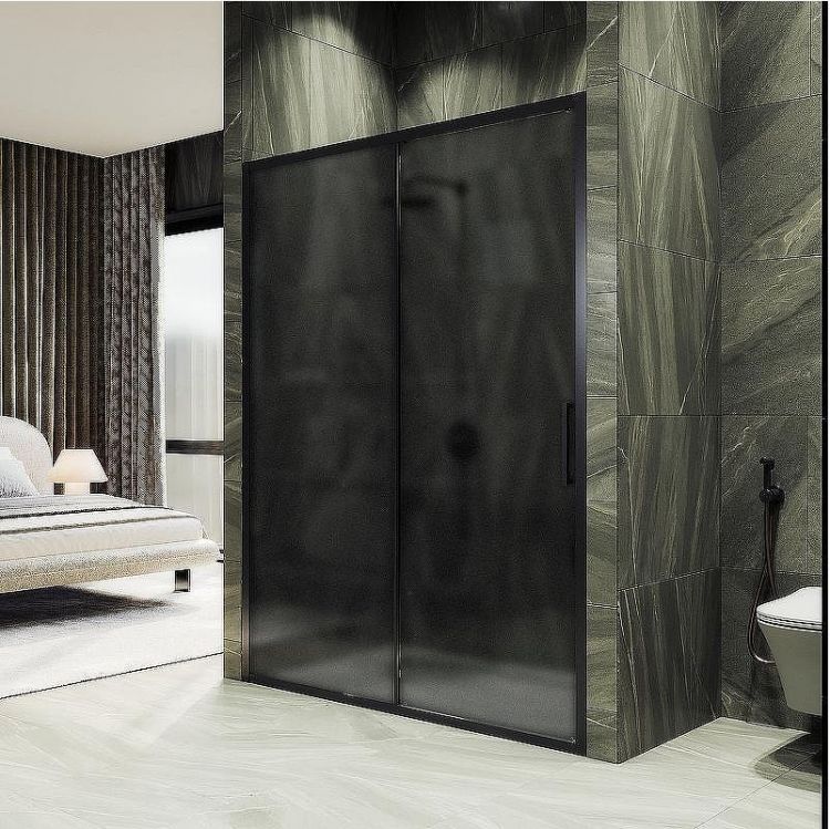 Душевая дверь Maybah Glass MGD-1288-6 1200x1950 раздвижная профиль Черный стекло графитовое матовое