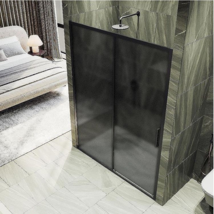 Душевая дверь Maybah Glass MGD-1288-6 1200x1950 раздвижная профиль Черный стекло графитовое матовое