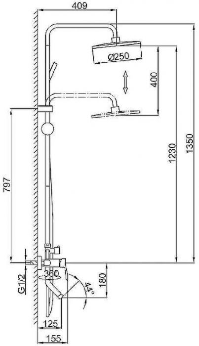Душевая система Frap F24011-9 Оружейная сталь