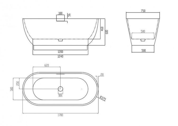 Ванна из искусственного камня Abber Frankfurt 170x75 AM9941 Белая матовая без гидромассажа Ванна из искусственного камня Abber Frankfurt 170x75 AM9941 Белая матовая без гидромассажа