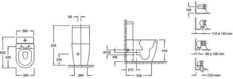 Унитаз компакт Jacob Delafon Soprano UJAK102-0 без бачка и сиденья