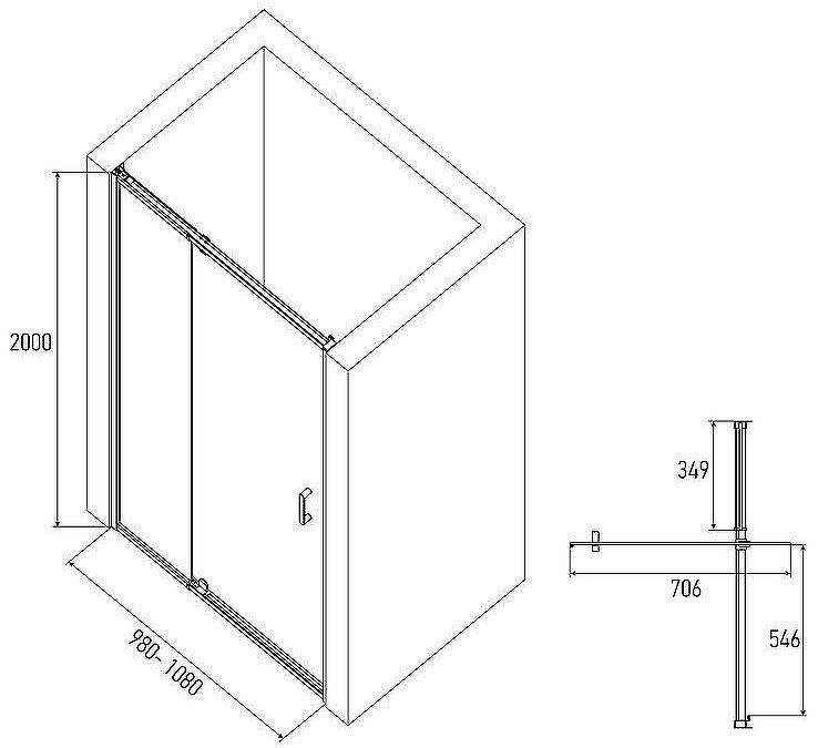Душевая дверь Alex Baitler 100 AB71C100 профиль Сатин стекло прозрачное Душевая дверь Alex Baitler 100 AB71C100 профиль Сатин стекло прозрачное