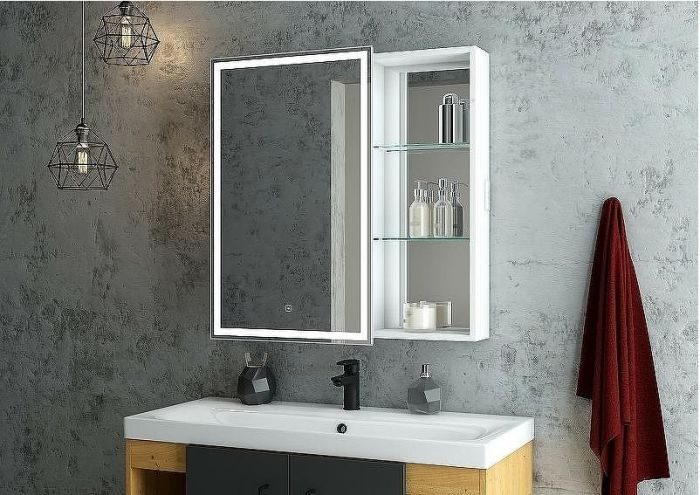 Зеркальный шкаф Bellezza Марта 80 L 4646613022013 с подсветкой Белый