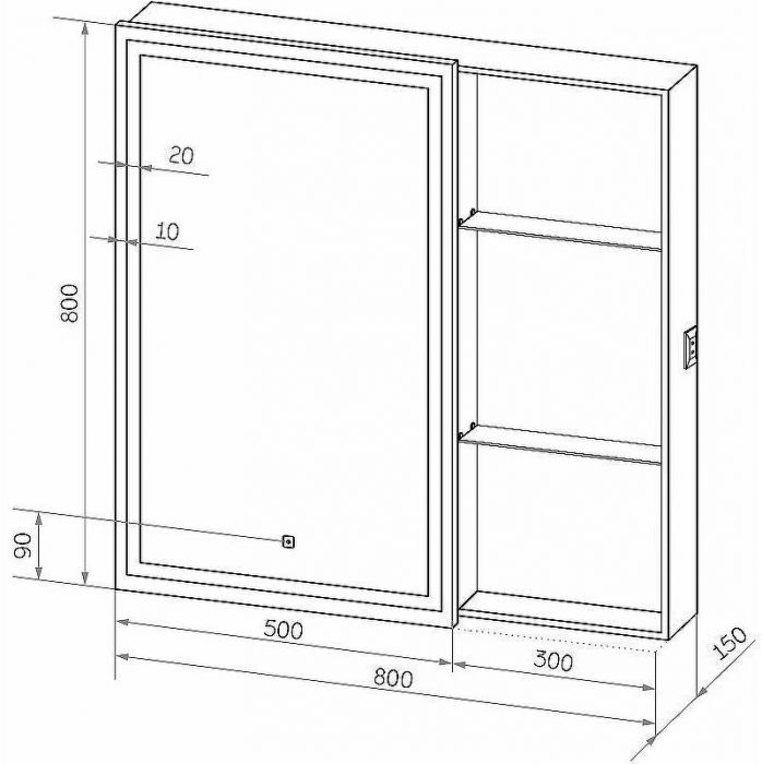 Зеркальный шкаф Bellezza Марта 80 L 4646613022013 с подсветкой Белый