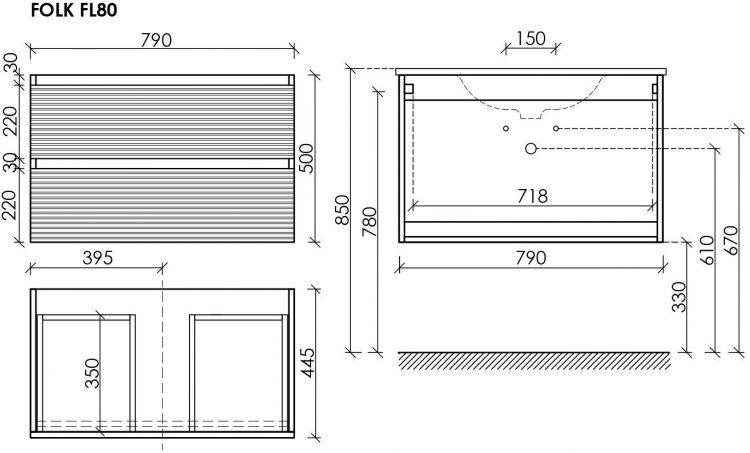 Тумба подвесная SANCOS под раковину Folk, Bianco 790х445х500, FL80W Тумба подвесная SANCOS под раковину Folk, Bianco 790х445х500, FL80W