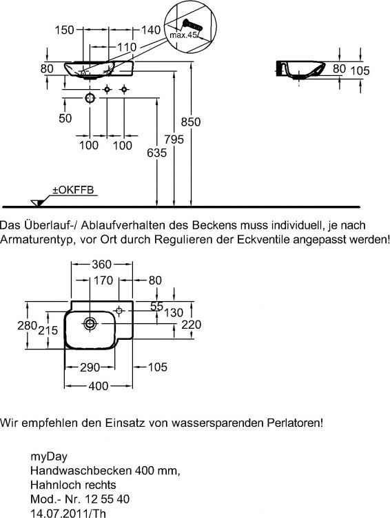 Раковина Keramag myDay, 125540000