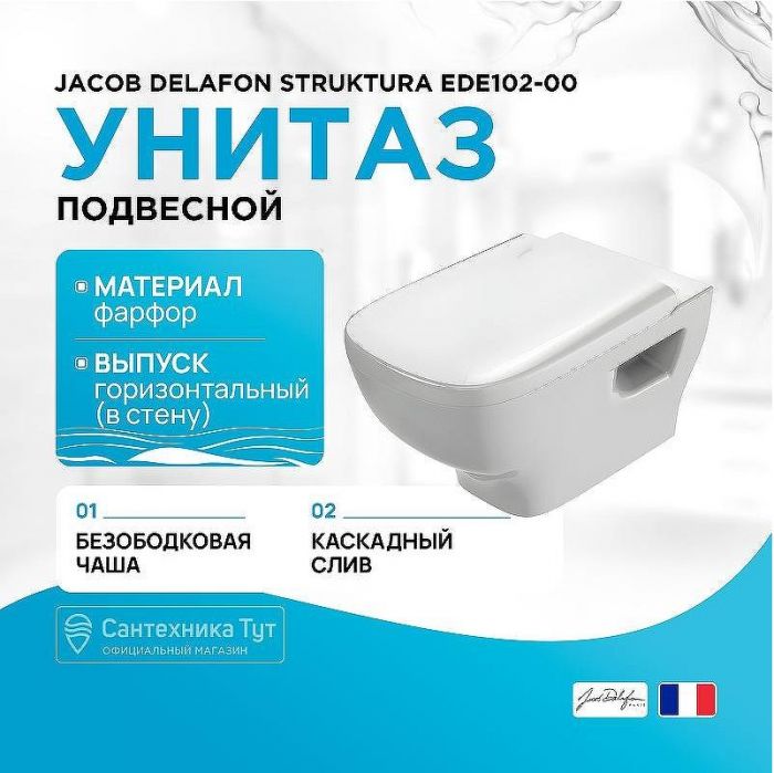 Унитаз Jacob Delafon Struktura EDE102-00 подвесной без сиденья