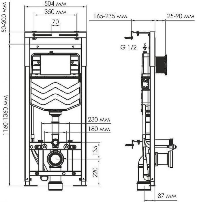 Инсталляция WasserKRAFT Alme 15TLT.010.ME.MG02 для унитаза с клавишей смыва Золото матовое