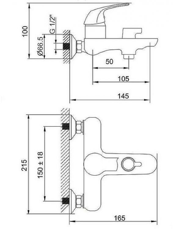 Смеситель для ванны Aringa Рейн AR02006BL Черный
