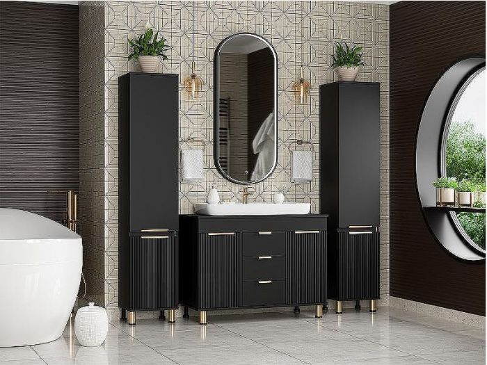 Шкаф пенал Brevita Enfida 35 R ENF-05035-020P Черный матовый