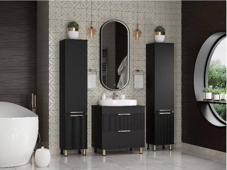 Шкаф пенал Brevita Enfida 35 R ENF-05035-020P Черный матовый