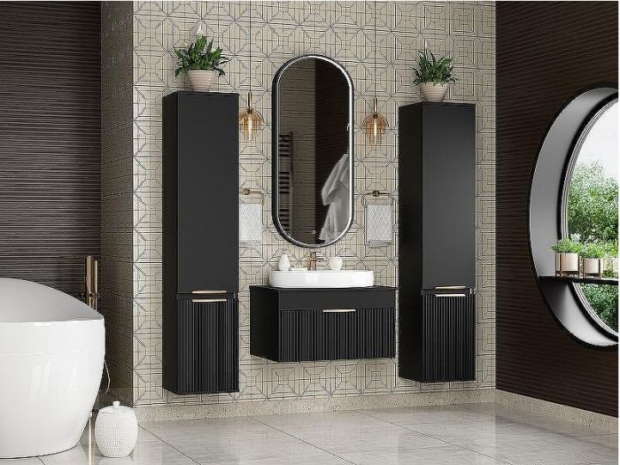 Шкаф пенал Brevita Enfida 35 R ENF-05035-020P Черный матовый