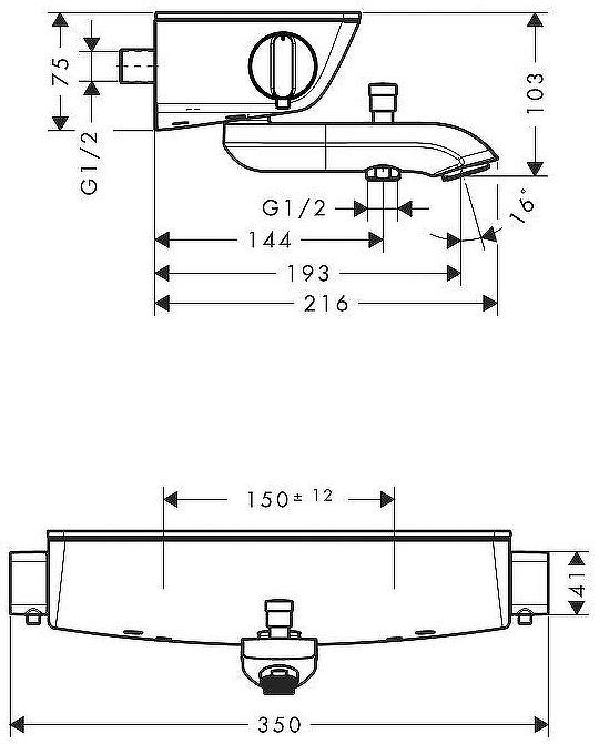 Смеситель для ванны Hansgrohe Ecostat Select 13141400 с термостатом Хром Белый