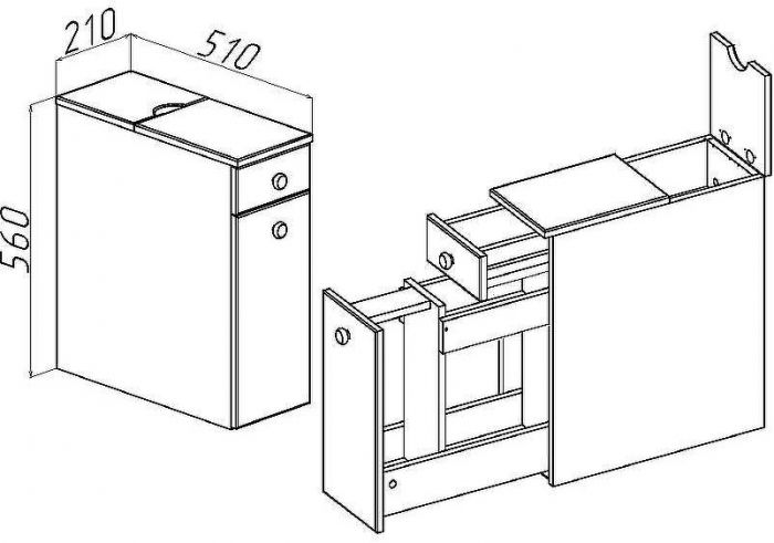 Тумба Runo Комбо 21 00-00000532 Белая
