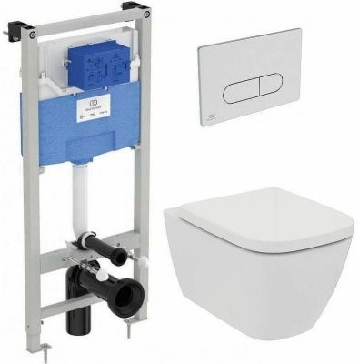 Комплект унитаза с инсталляцией Ideal Standard i.Life B IP001401 с сиденьем Микролифт и клавишей смыва Хром