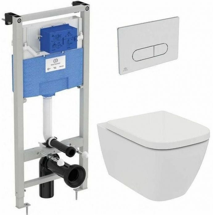 Комплект унитаза с инсталляцией Ideal Standard i.Life B IP001401 с сиденьем Микролифт и клавишей смыва Хром