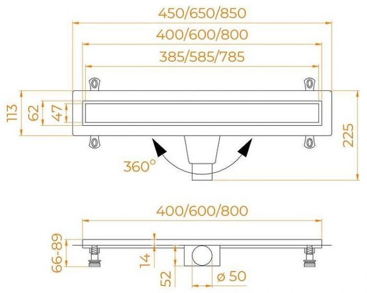 Душевой лоток RGW Drain Leo-31-60 60213160-04 с Черной матовой решеткой / под плитку