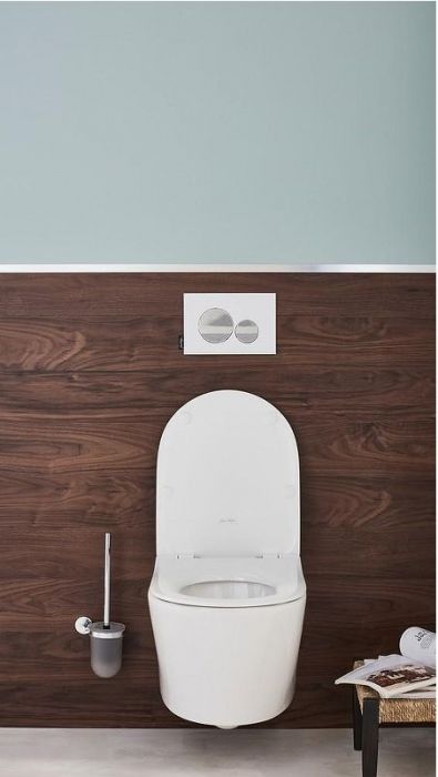 Комплект унитаза с инсталляцией Jacob Delafon Bastille EDAB103-CP с сиденьем Микролифт и клавишей смыва Хром