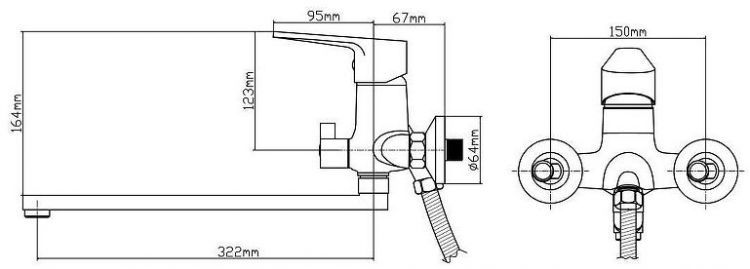 Смеситель для ванны Boou B8282-45F универсальный цвет Хром Смеситель для ванны Boou B8282-45F универсальный цвет Хром