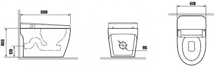 Унитаз биде Laguraty V9 приставной цвет Белый с сиденьем Микролифт