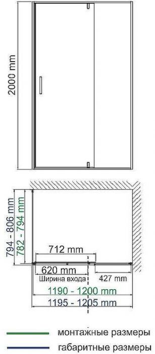 Душевой уголок WasserKRAFT Elbe 120x80 74P06 профиль Черный стекло прозрачное