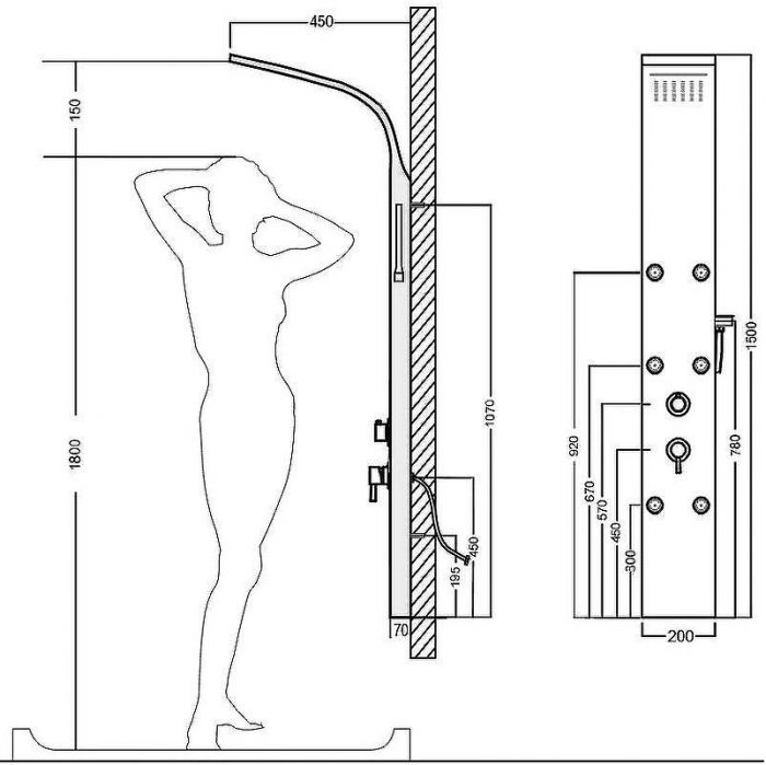 Душевая панель Aquanet Galaxy Black AP40-04 237439 Черный матовый