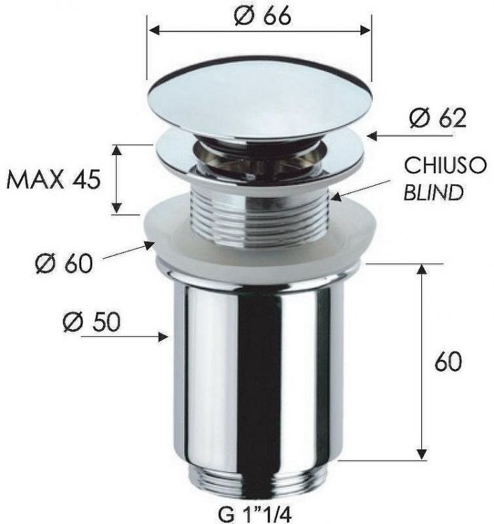 Донный клапан Remer 904CC114NPO click-clack Никель матовый брашированный