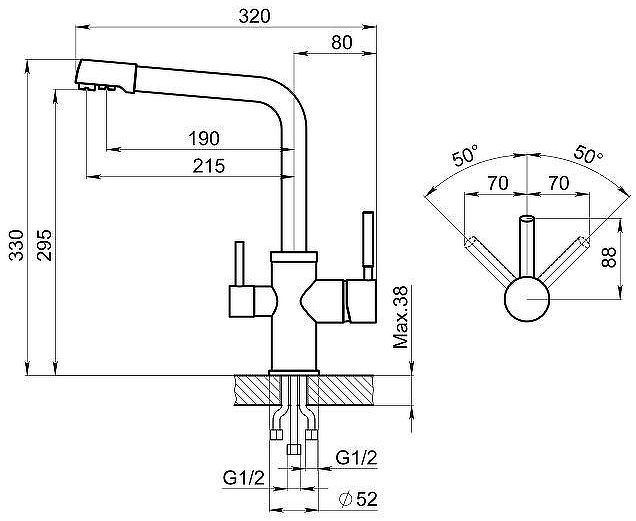 Смеситель для кухни Granula 2015 цвет Турмалин