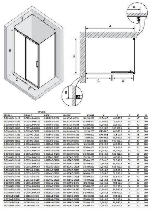 Душевой уголок New Trendy Prime Black 100х80 R D-0317A/D-0128B профиль Черный стекло прозрачное