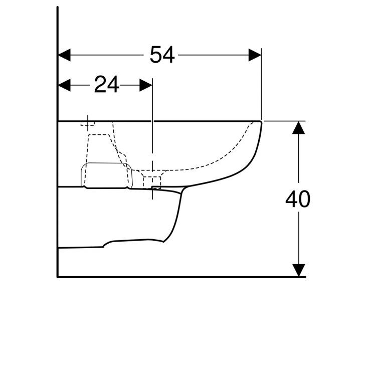 Биде подвесное Geberit Smyle, глубина 54 см Биде подвесное Geberit Smyle, глубина 54 см
