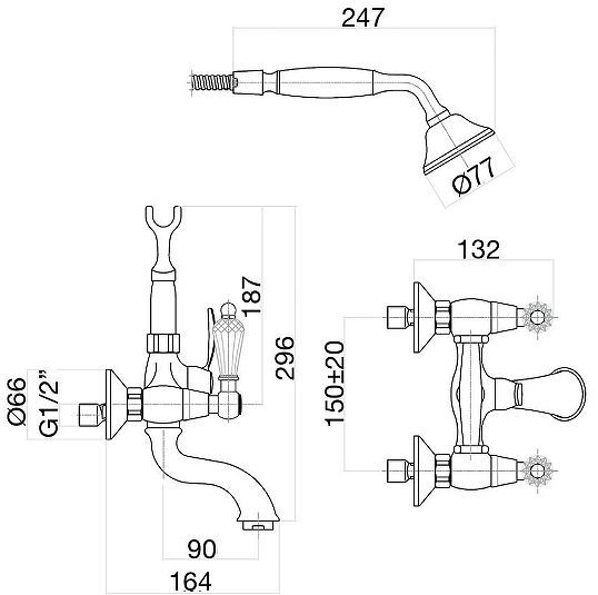 Смеситель для ванны Fiore Gioielli 08ZZ0600 цвет Бронза