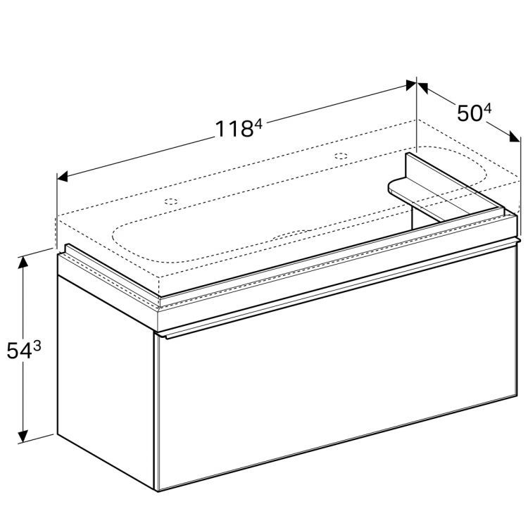 Тумба под раковину Geberit Citterio 118.4х55.4х50.4, темный дуб, черное стекло [500.566.JJ.1]