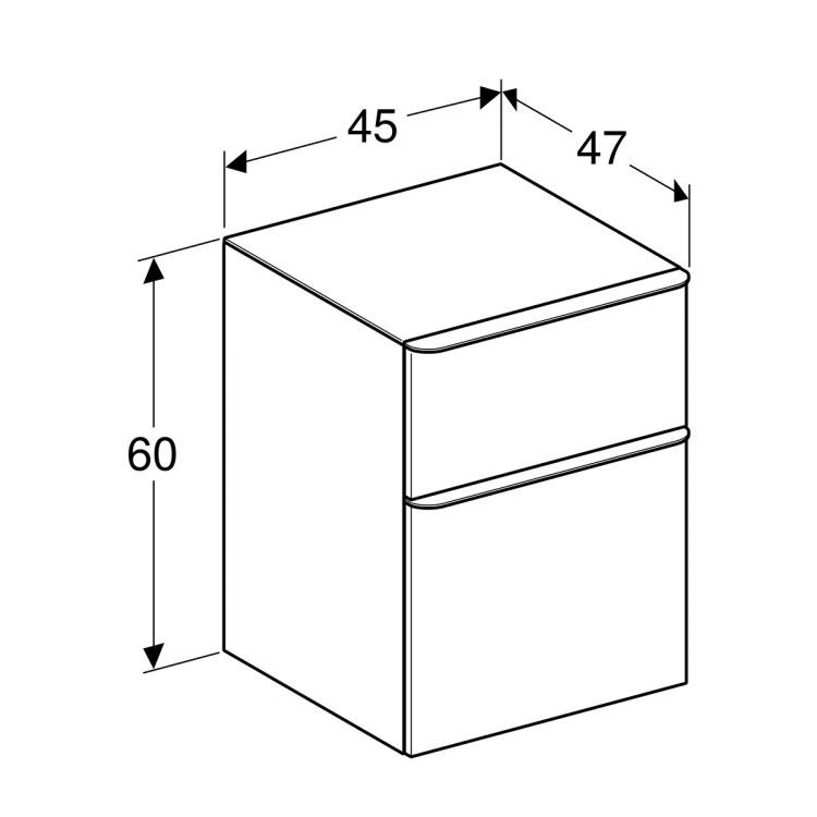 Боковой шкафчик Geberit Smyle Square низкий с двумя выдвижными ящиками, темно-серый матовый [500.357.JK.1]