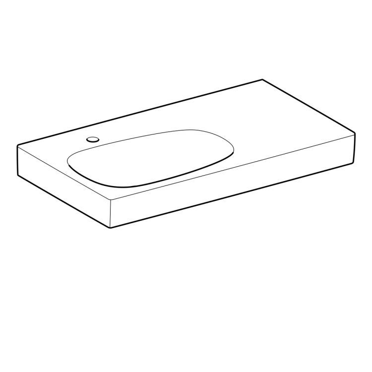 Раковина Geberit Citterio 90х50, полочка справа, без перелива [500.548.01.1]