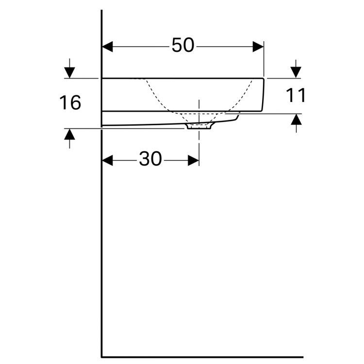 Раковина Geberit Citterio 90х50, полочка справа, без перелива [500.548.01.1]