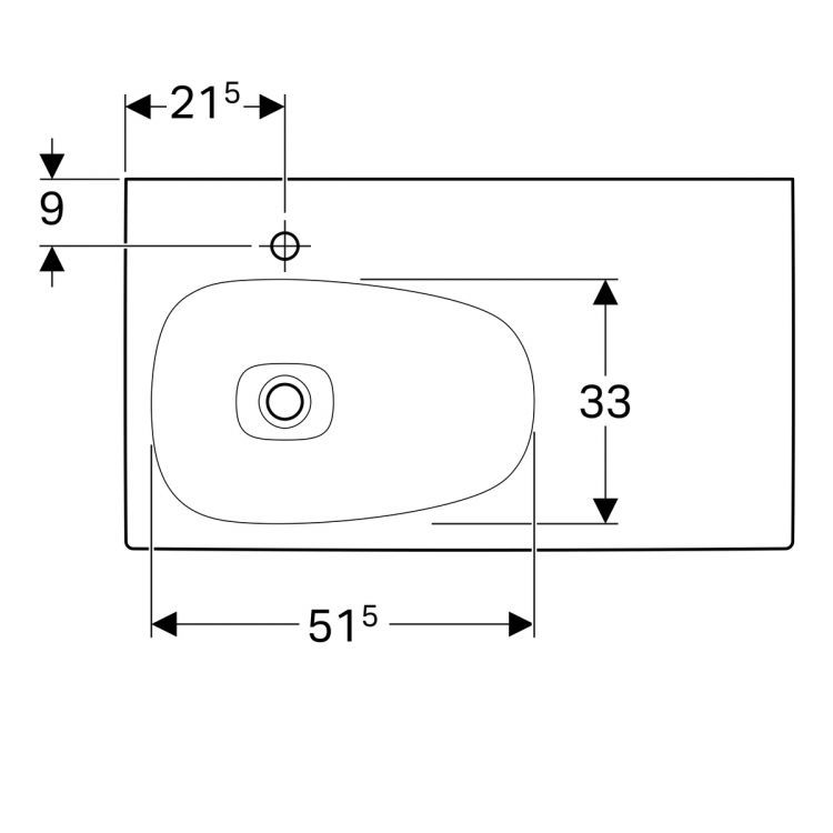 Раковина Geberit Citterio 90х50, полочка справа, без перелива [500.548.01.1]