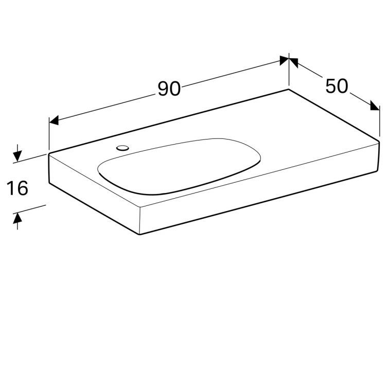 Раковина Geberit Citterio 90х50, полочка справа, без перелива [500.548.01.1]