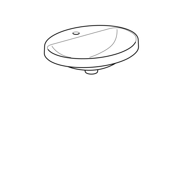 Раковина Geberit VariForm овальной формы, 55х45 см, с отв. под смеситель, без отв. перелива [500.722.01.2]