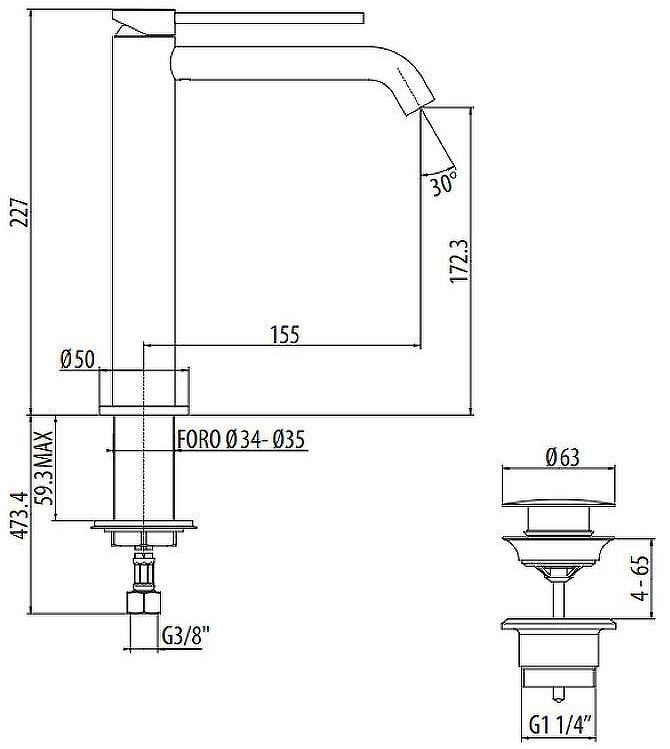 Смеситель для раковины Gattoni Circle Two 9146/91NO Черный матовый